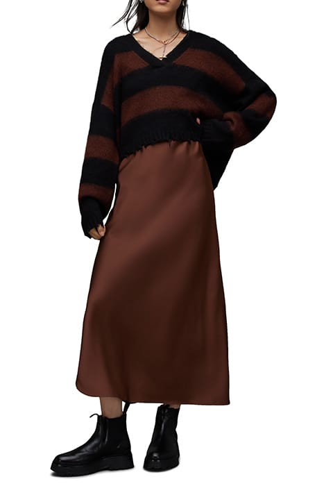 LOU CROP V NECK BLK/CHESTNUT BROWN 5