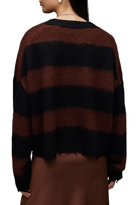 LOU CROP V NECK BLK/CHESTNUT BROWN 2