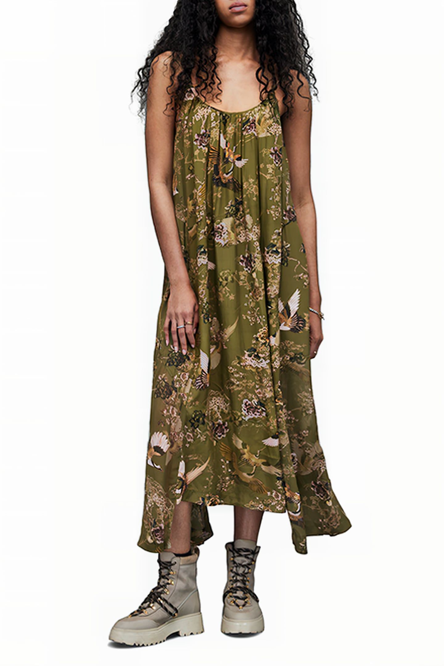 AREENA PEGGY DRESS KHAKI GREEN 1