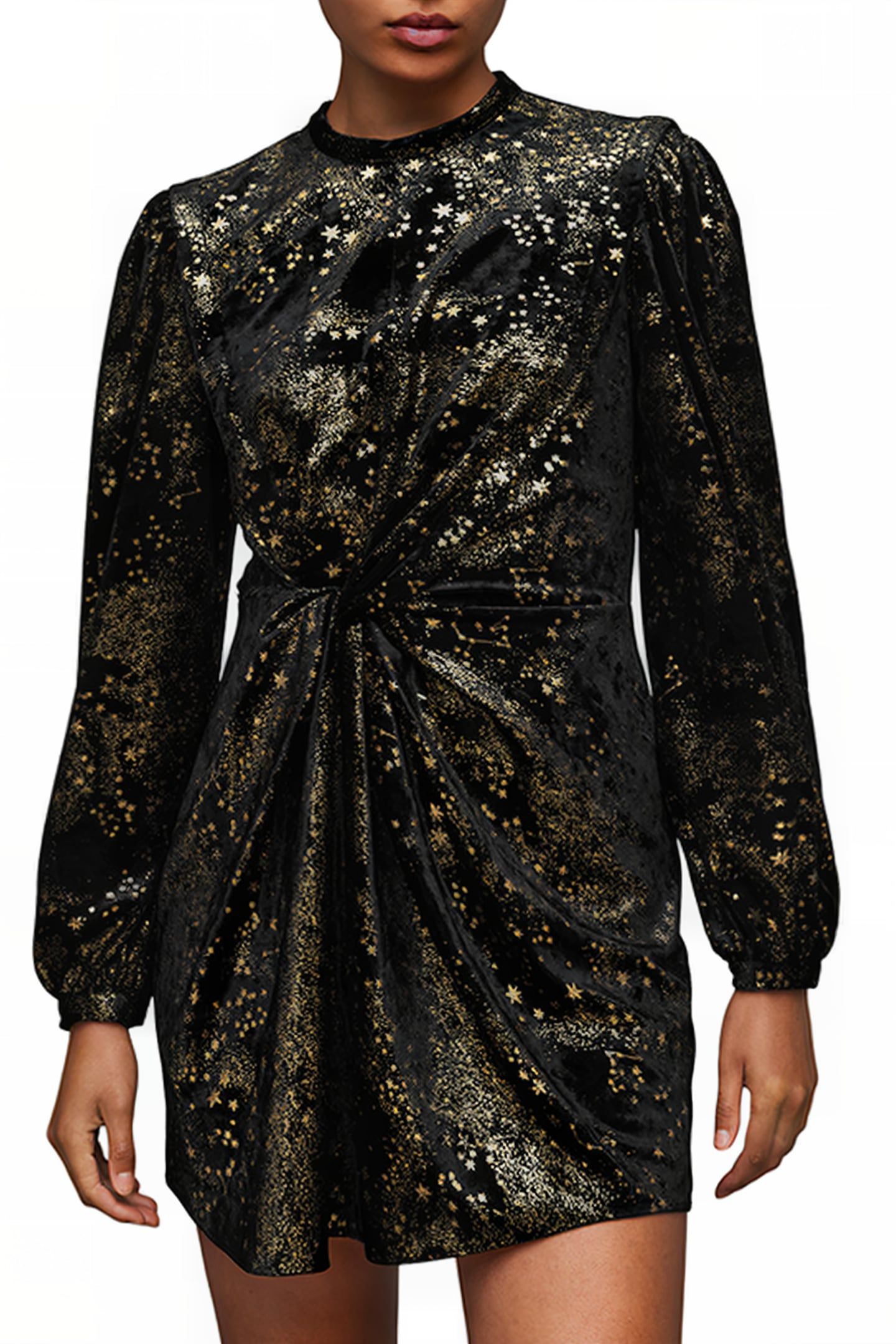JEMIMA STAR DRESS BLACK GOLD 1