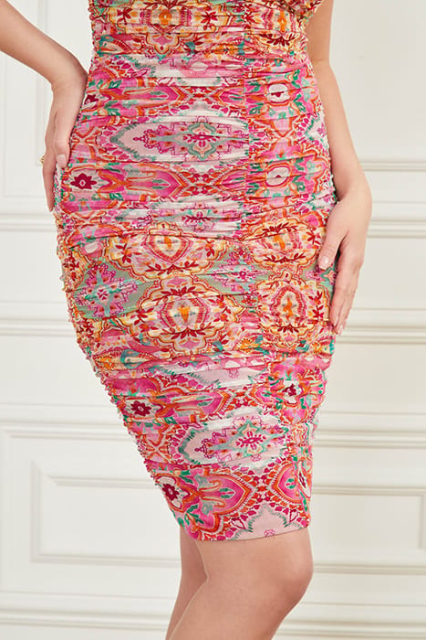 MARCIANO BY GUESS TALITHA MESH DRESS TILE PRINT 9