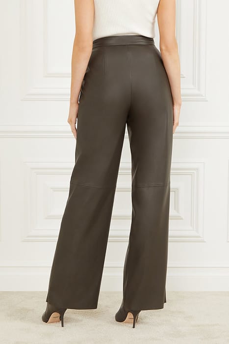 MARCIANO BY GUESS VIXEN WIDE LEG PANT OLIVE LEATHER BRANCH 2