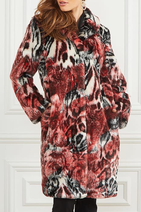 MARCIANO BY GUESS BELLE FAUX FUR COAT LEOPARD ROSE PRINT 8
