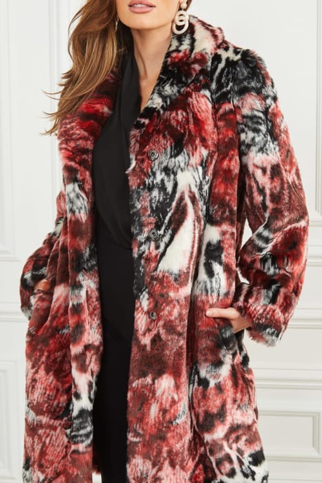 MARCIANO BY GUESS BELLE FAUX FUR COAT LEOPARD ROSE PRINT 9