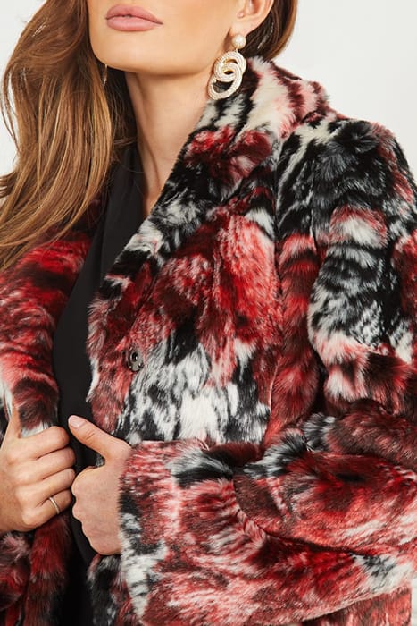 MARCIANO BY GUESS BELLE FAUX FUR COAT LEOPARD ROSE PRINT 10