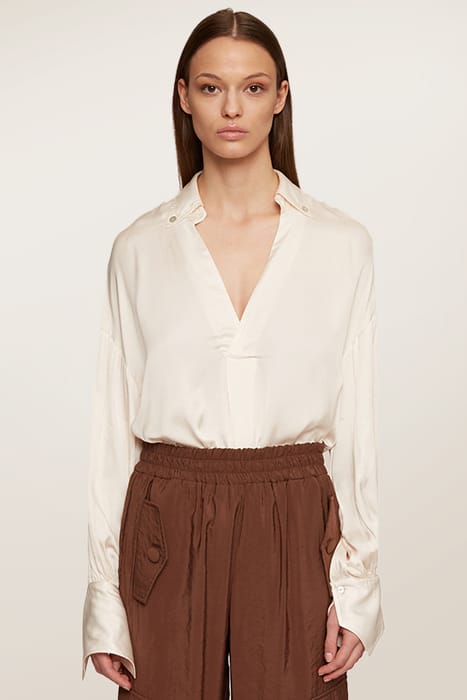 OVERSIZED VISCOSE SATIN SHIRT BEIGE 4