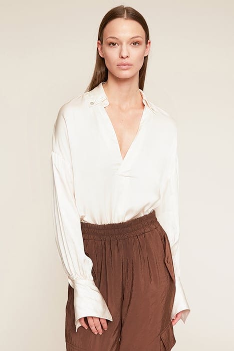 OVERSIZED VISCOSE SATIN SHIRT BEIGE 1