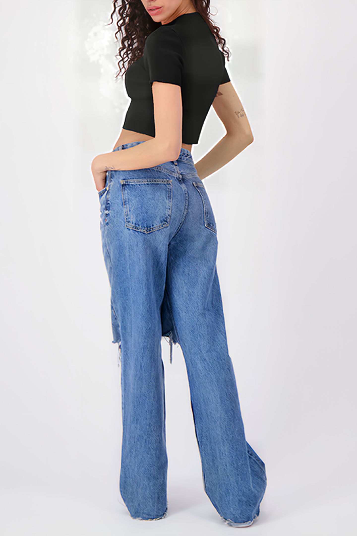 HIGH COLLAR RIB TOP BLACK 3