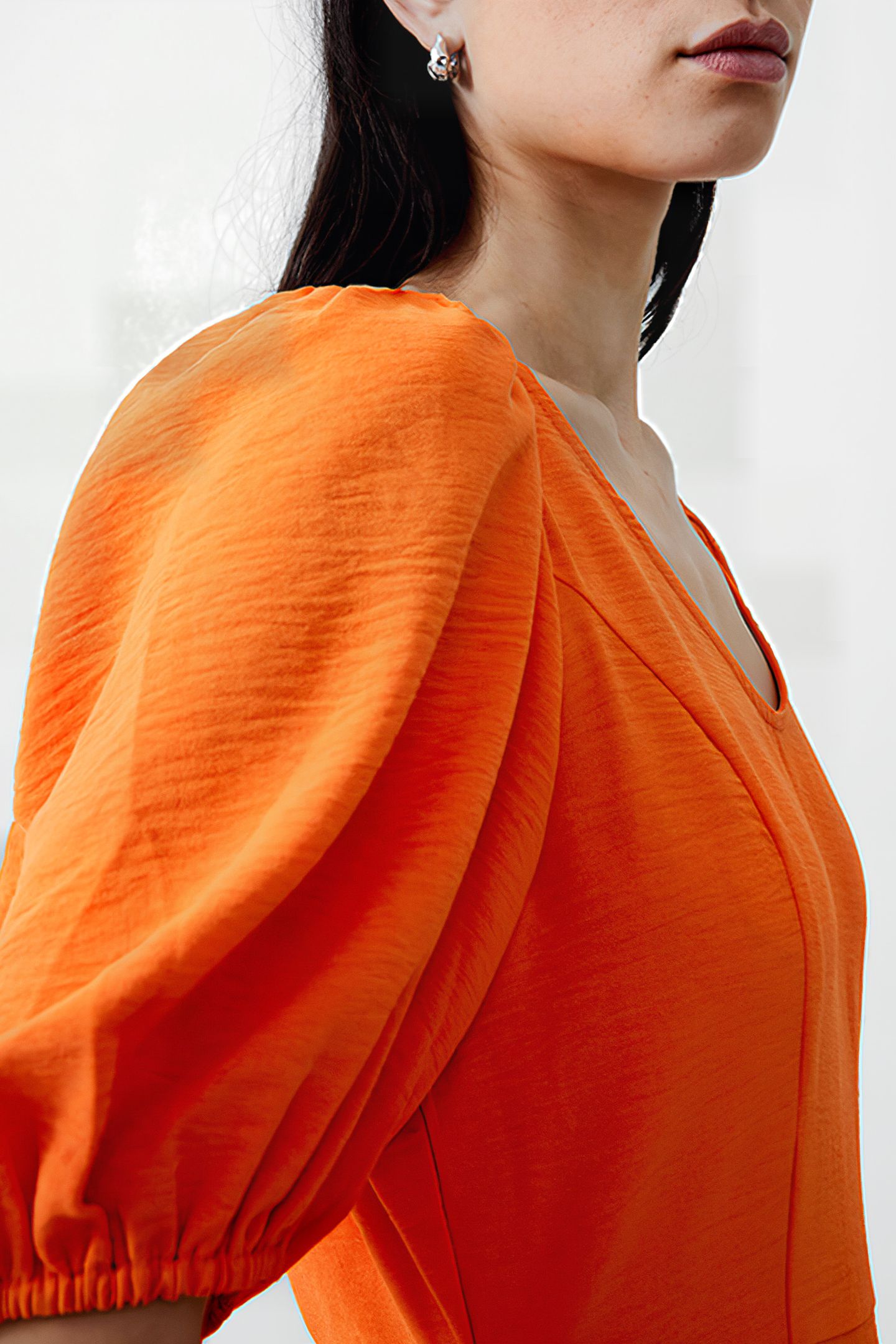VEE TIERED CRINKLE DRESS KNEE MANDARIN 4
