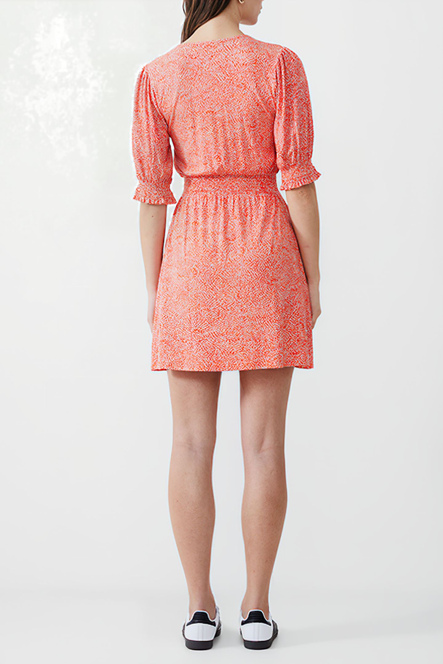BERNICE SHIRRED DRESS SHORT MANDARIN/SEAPINK/IVR 3