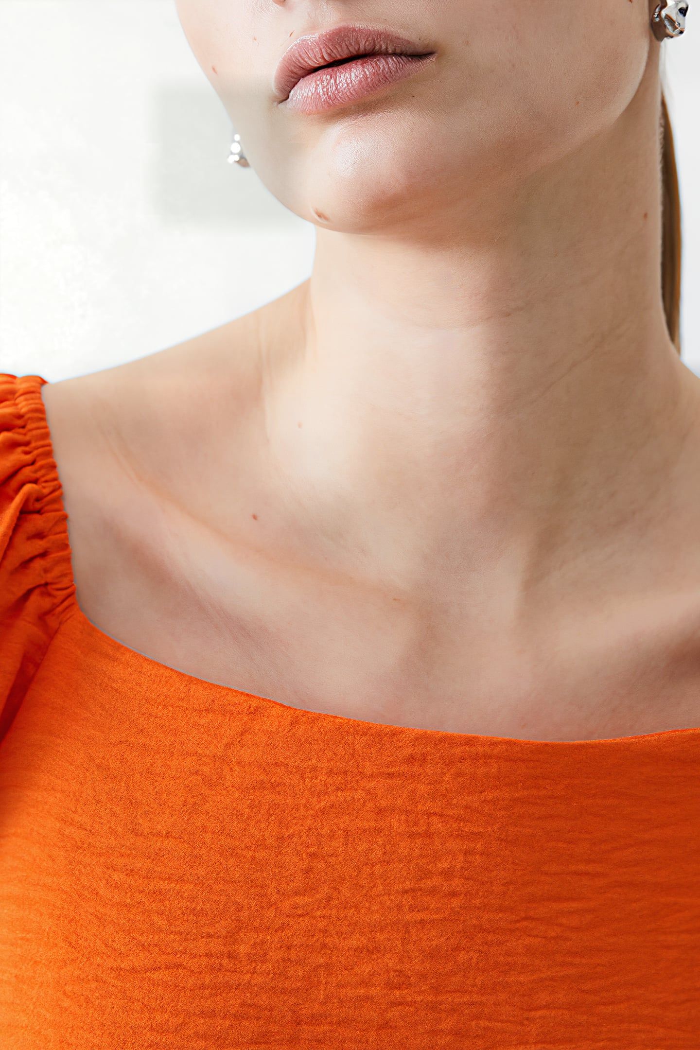 BALLOON SLV SQ NK CRINKLE TOP MANDARIN 4