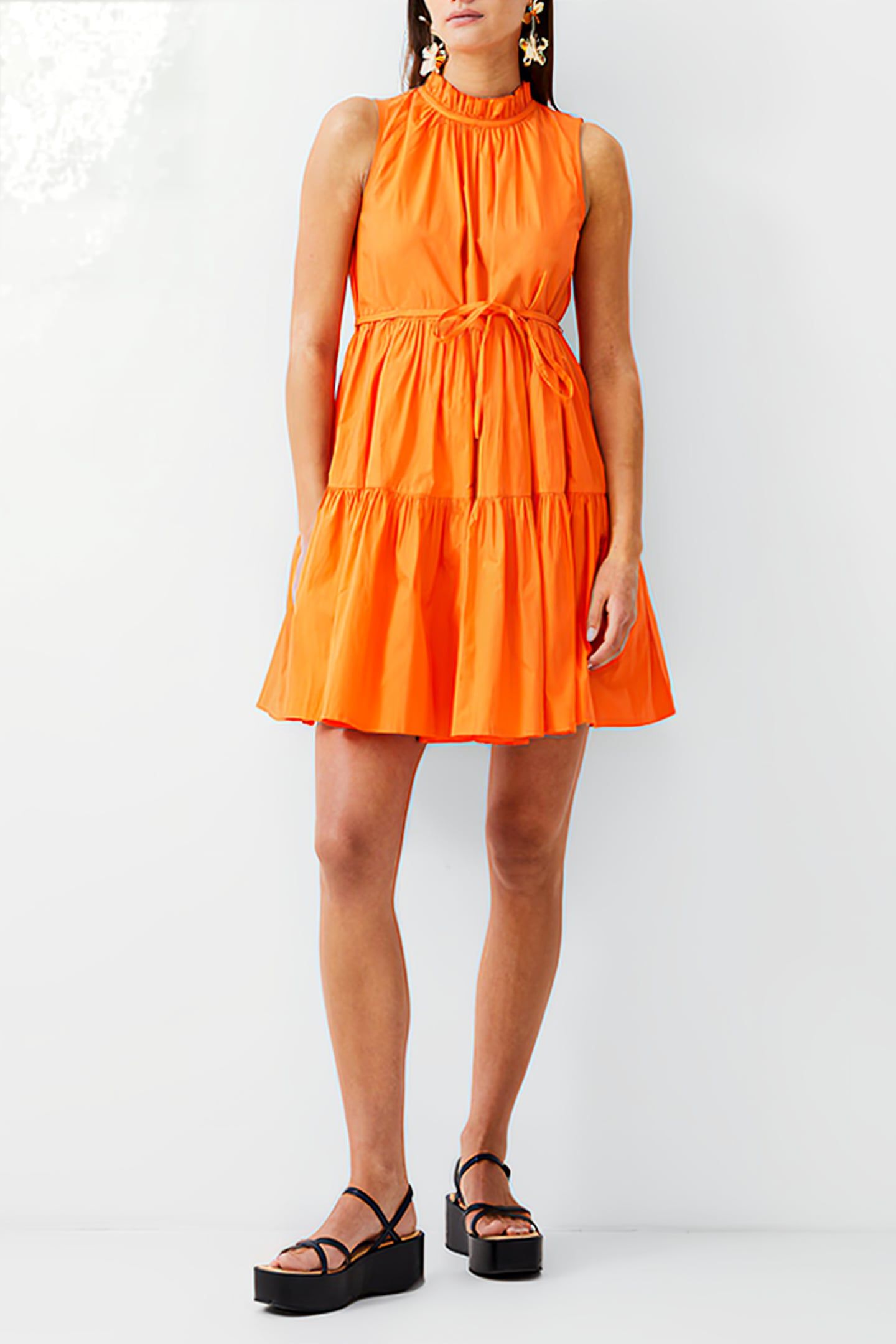TIERED POPLIN DRESS SHORT MANDARIN 1