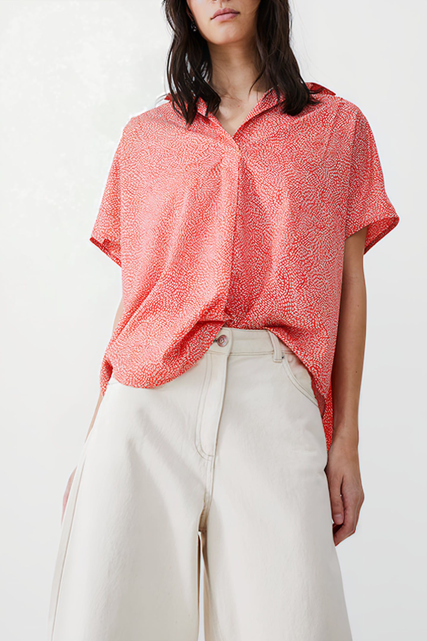 BERNICE CREPE LIGHT POPOVER MANDARIN/SEAPINK/IVR 1