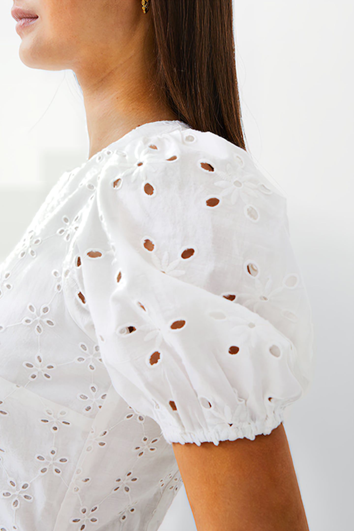 BRODERIE TIERED DRESS L WHITE 4