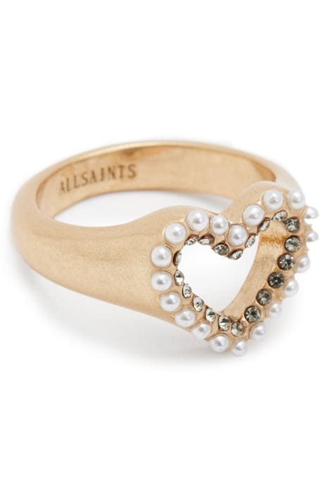 VIDA HEART BEAD RING WARM BRASS/WHITE 1