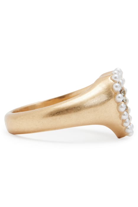 VIDA HEART BEAD RING WARM BRASS/WHITE 5