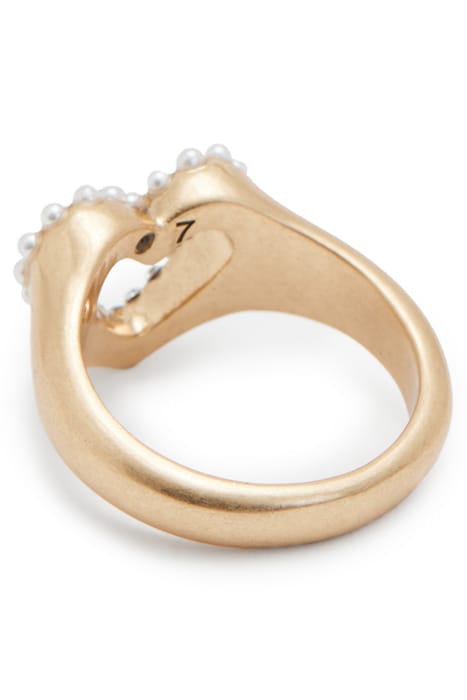 VIDA HEART BEAD RING WARM BRASS/WHITE 3