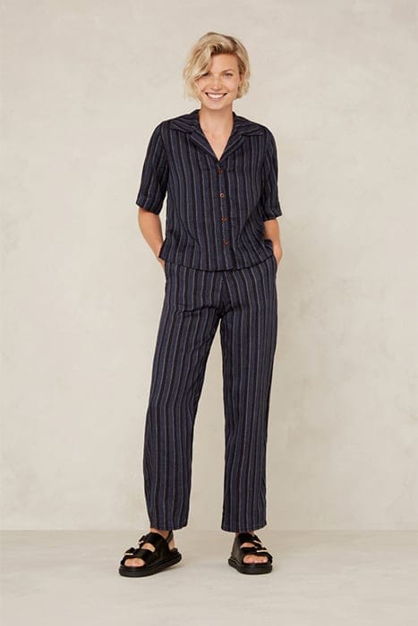 MORRIGAN BLUE LINEN STRIPE 1