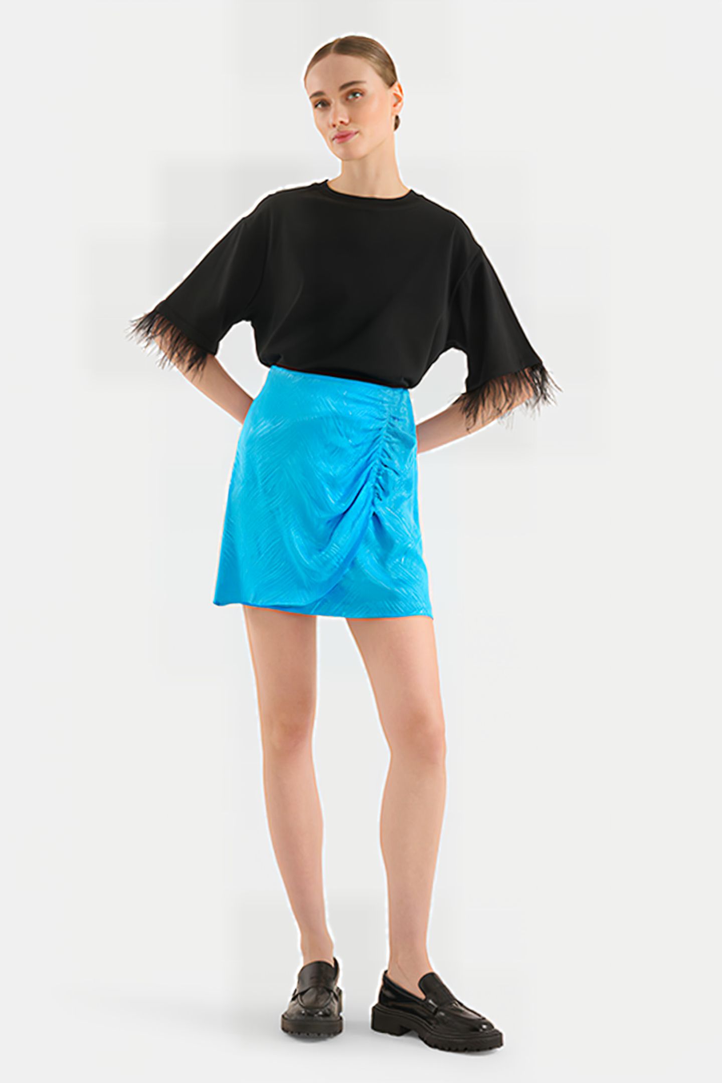 LA-SBFRINGE SKIRT BLUE 2