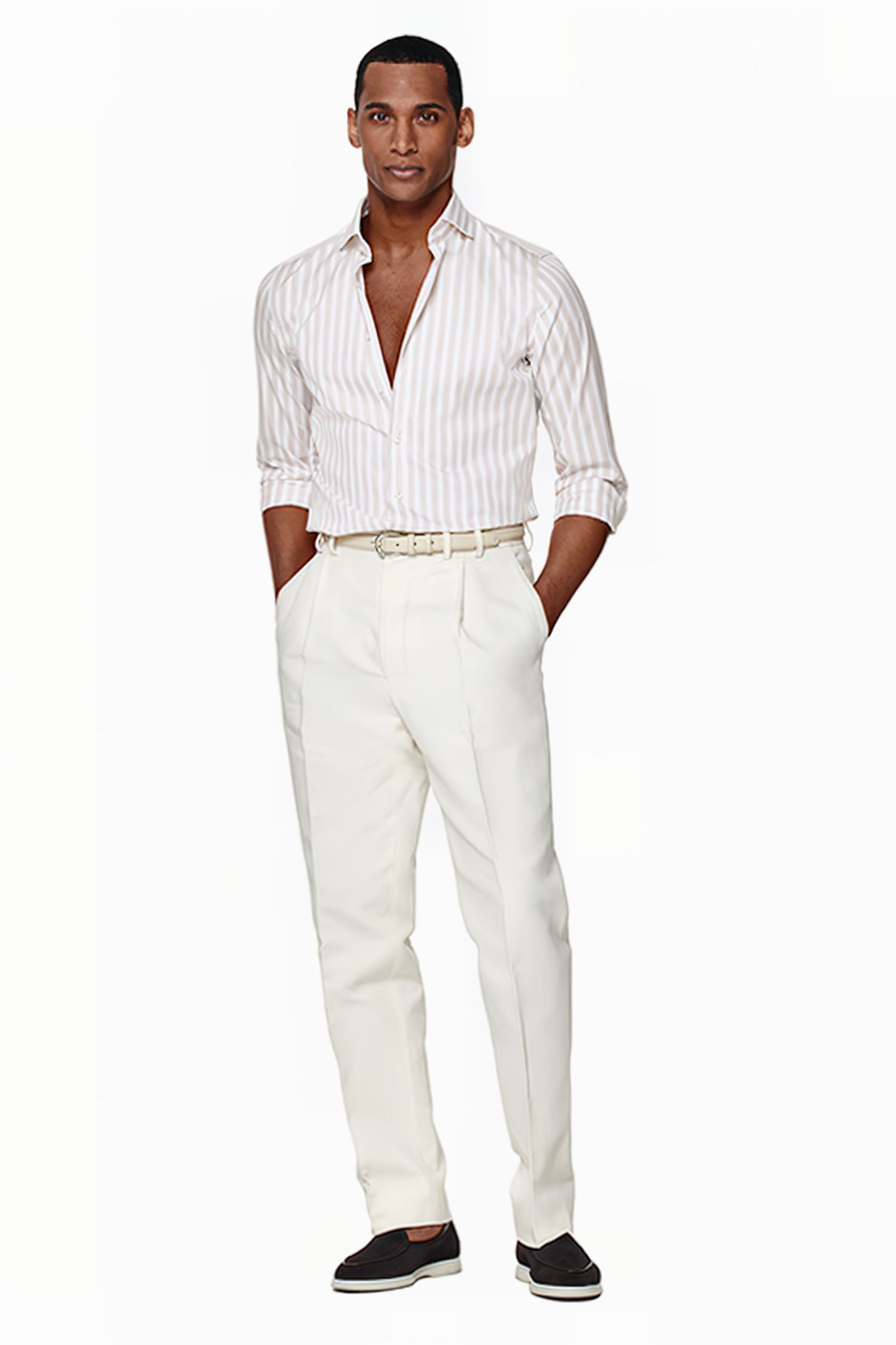 SAND STRIPE COTTON TENCEL LIGHT BROWN 5