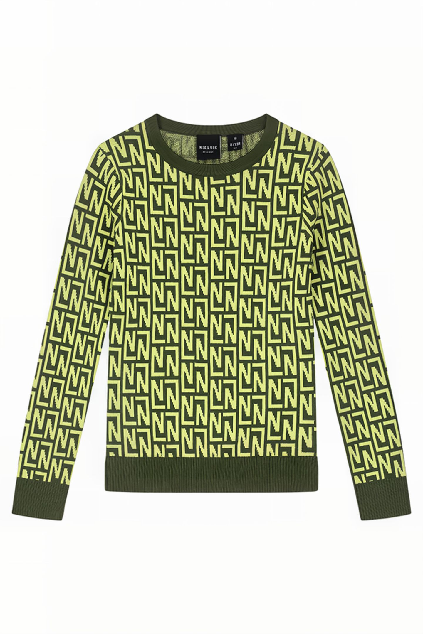 LOGO ALLOVER PULLOVER DARK GREEN/BRIGHT GREEN 1