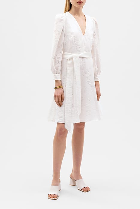NICKY MINI LENGTH DEEP V-NECK DRESS SNOW WHITE 1