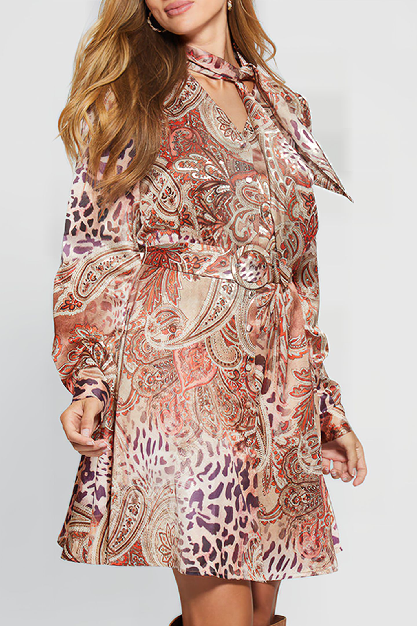 GUESS ECO MIREILLE DRESS RED MULTI PATTERN 5