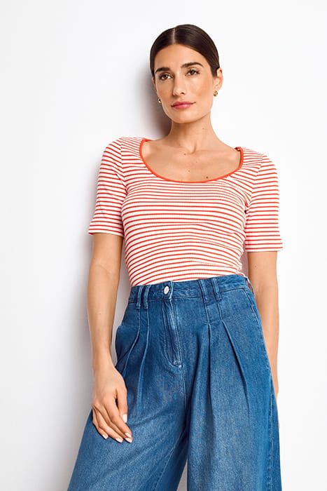 ORGANIC RIB SHIRT STRIPED CHERRY TOMATO 1