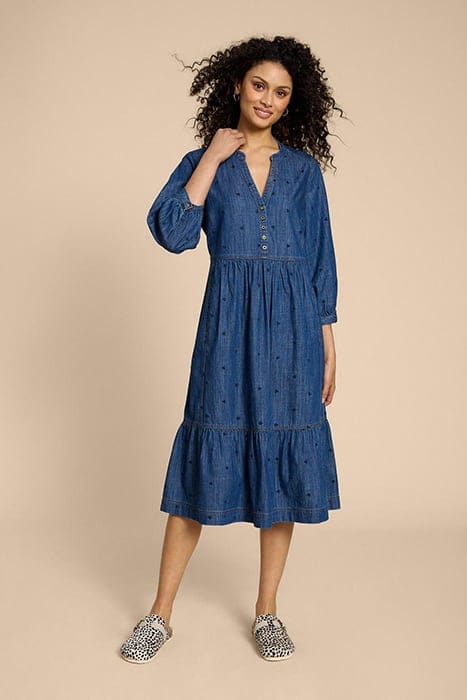 NAYA DENIM MINI DRESS MID DENIM 1