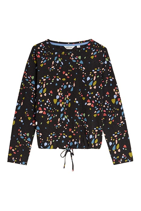 TASHA TIE HEM TOP BLACK PRINTED 1