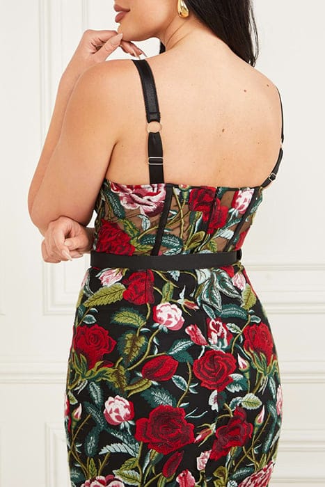 MARCIANO BY GUESS FLORAL CORSET DRESS BLACK MULTI 2