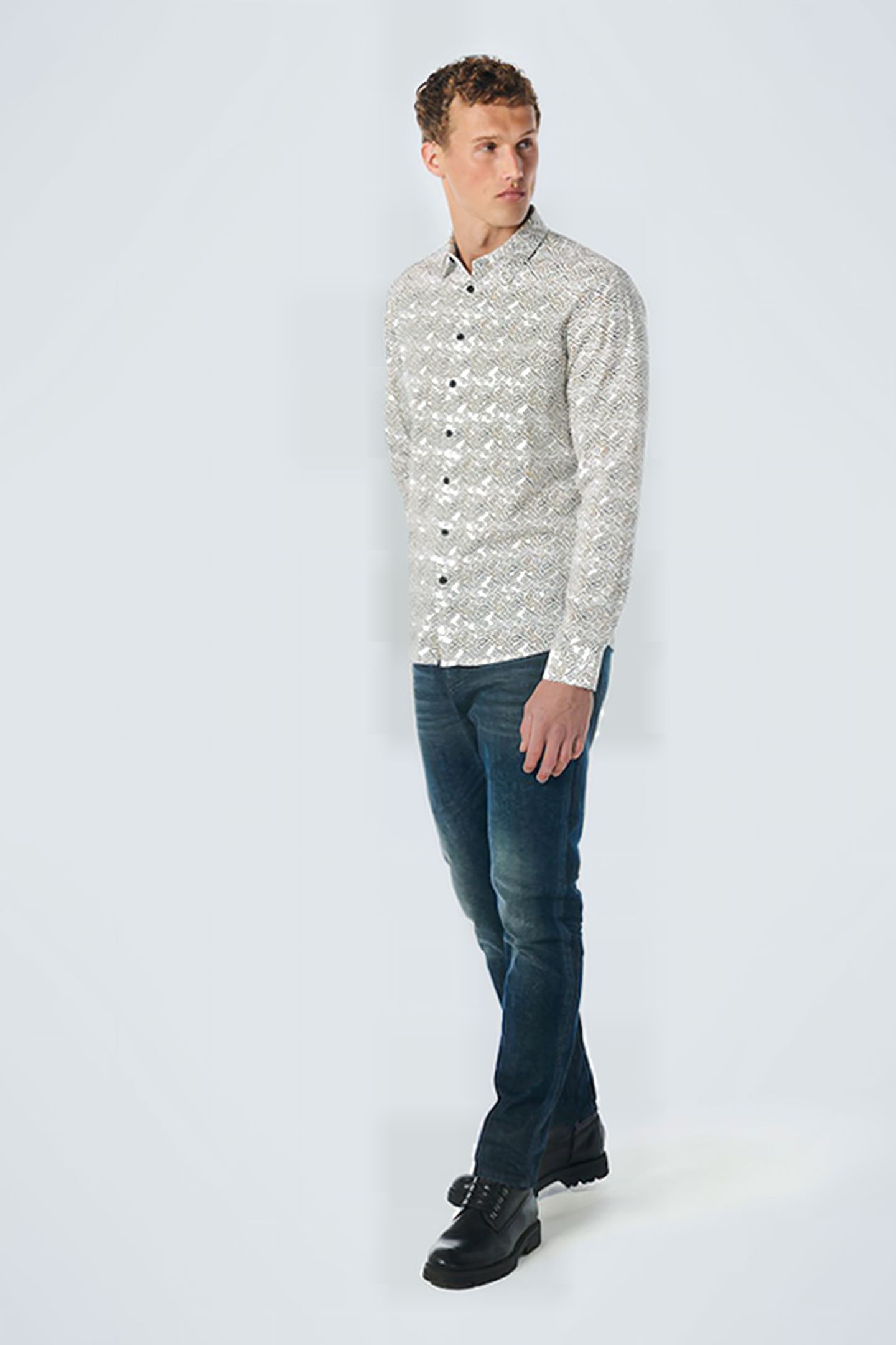 SHIRT STRETCH ALLOVER PRINTED WHITE 3