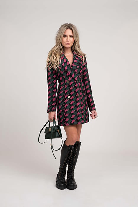 HEATHER DRESS BLACK/RASPBERRY ROSE 1