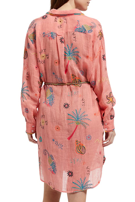 OVERSIZED SHIRT DRESS WITH MULTICOLOR EMBROIDERY SEA LIFE EM 2