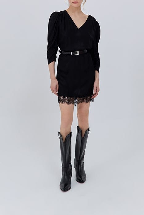 BLACK OPTICAL POLKA DOT MOTIF JACQUARD DRESS 2