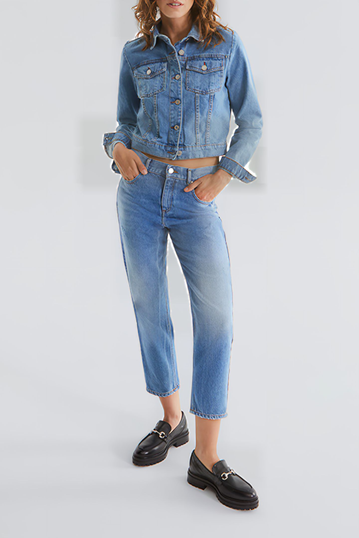 BLUE WATERLESS CROPPED LOW-WAIST BOYFRIEND JEANS 2
