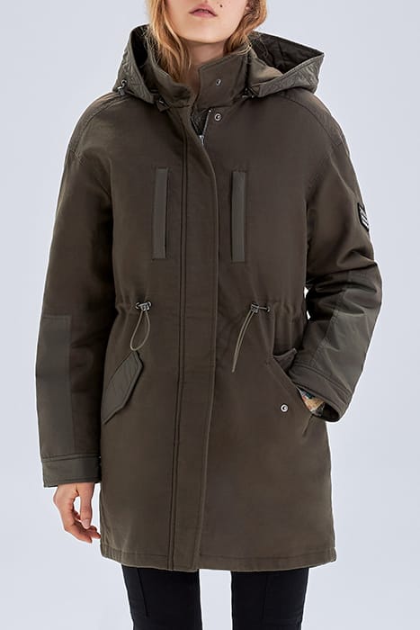 KHAKI MULTI-POCKET HOODED PARKA 1