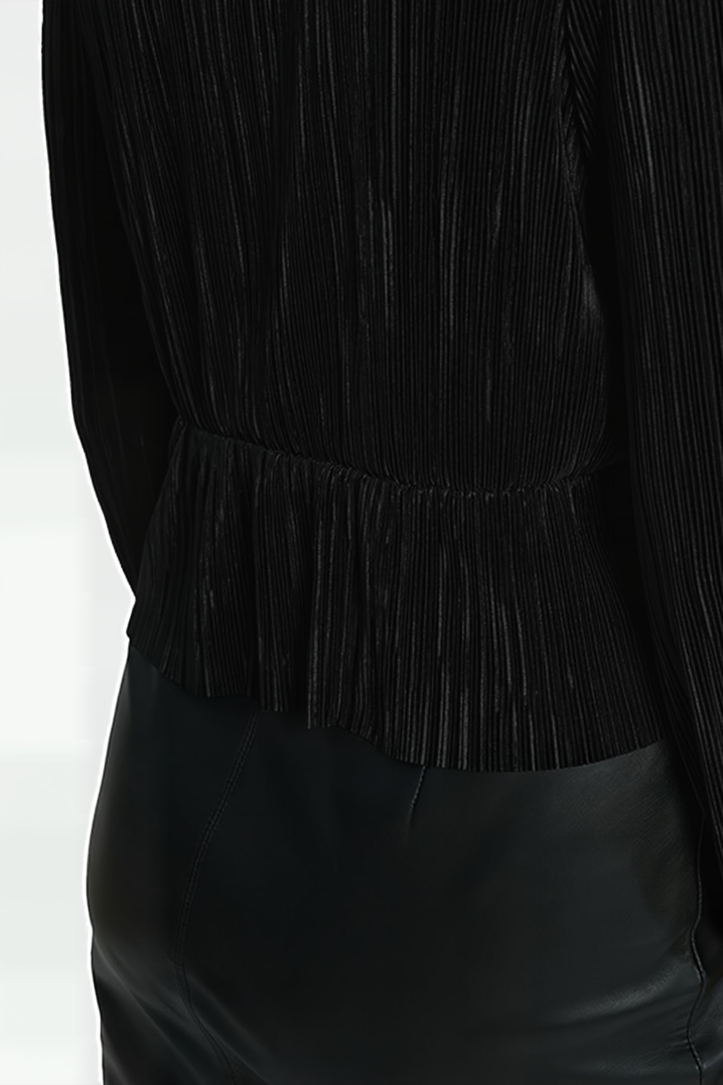 BLACK MICRO-PLEAT WRAP BLOUSE 5