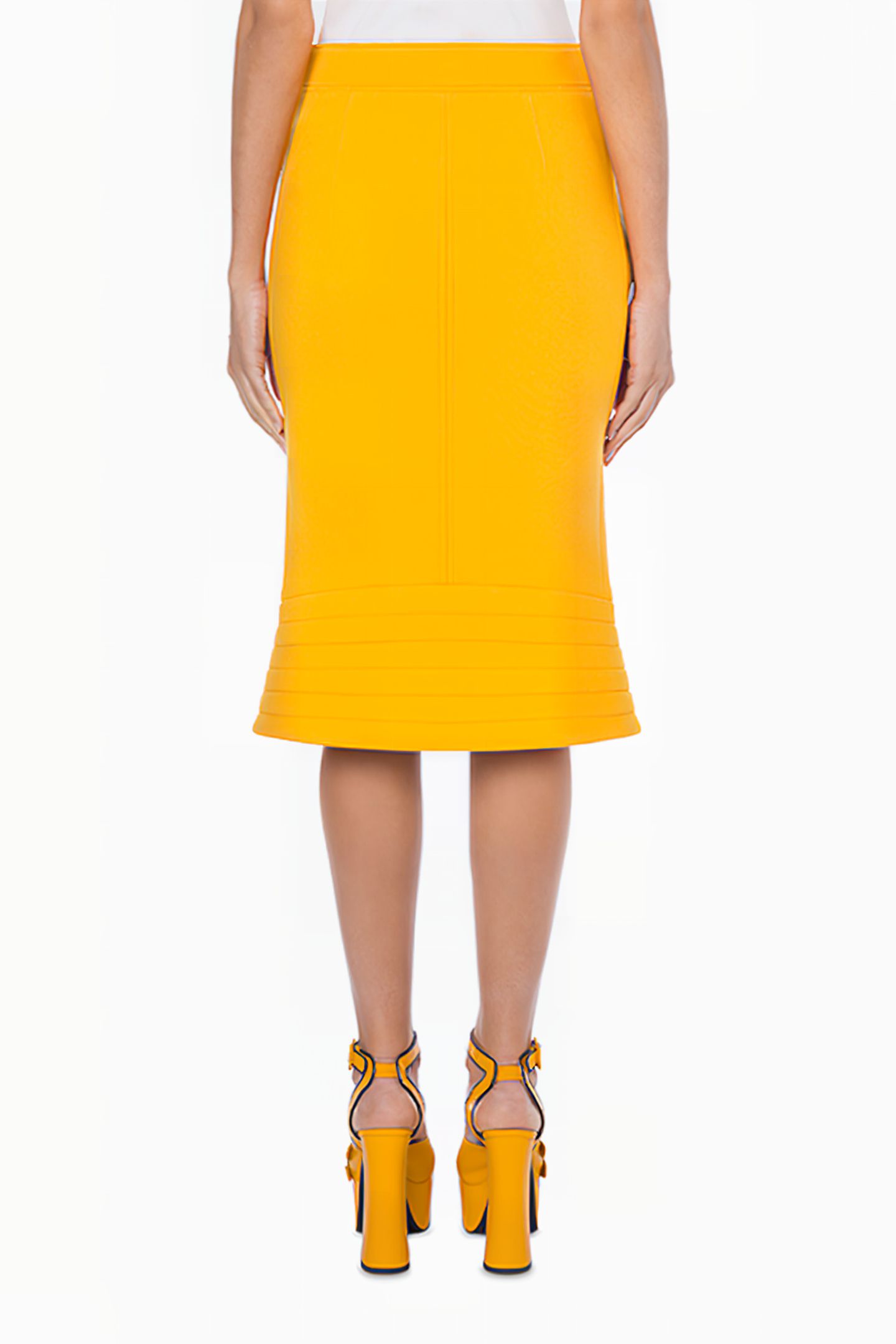 COUTURE BIKER WOOL CREPE SKIRT YELLOW 2