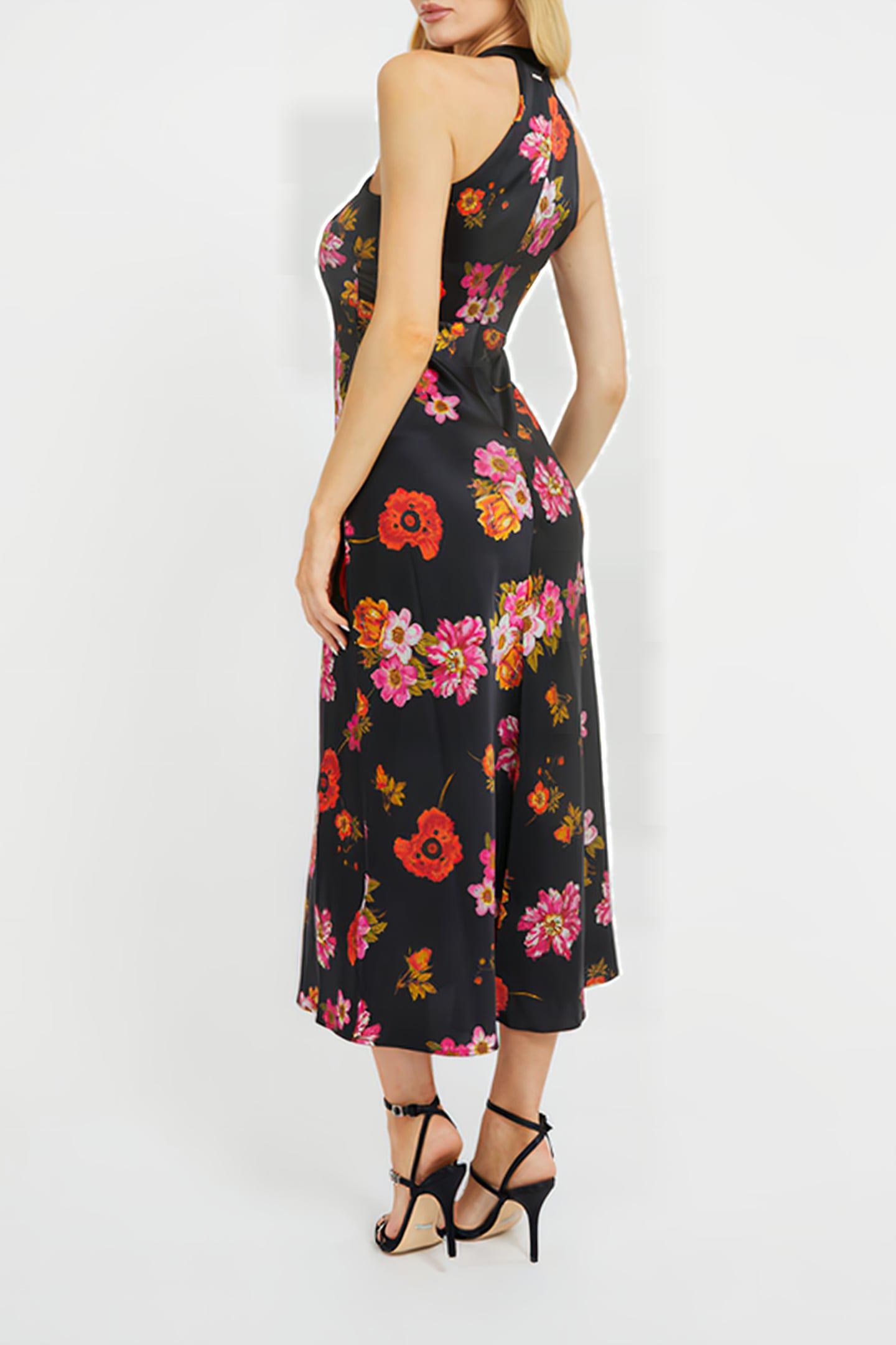 GUESS ECO SL DIANA DRESS FLORAL BLACK GROUND 2