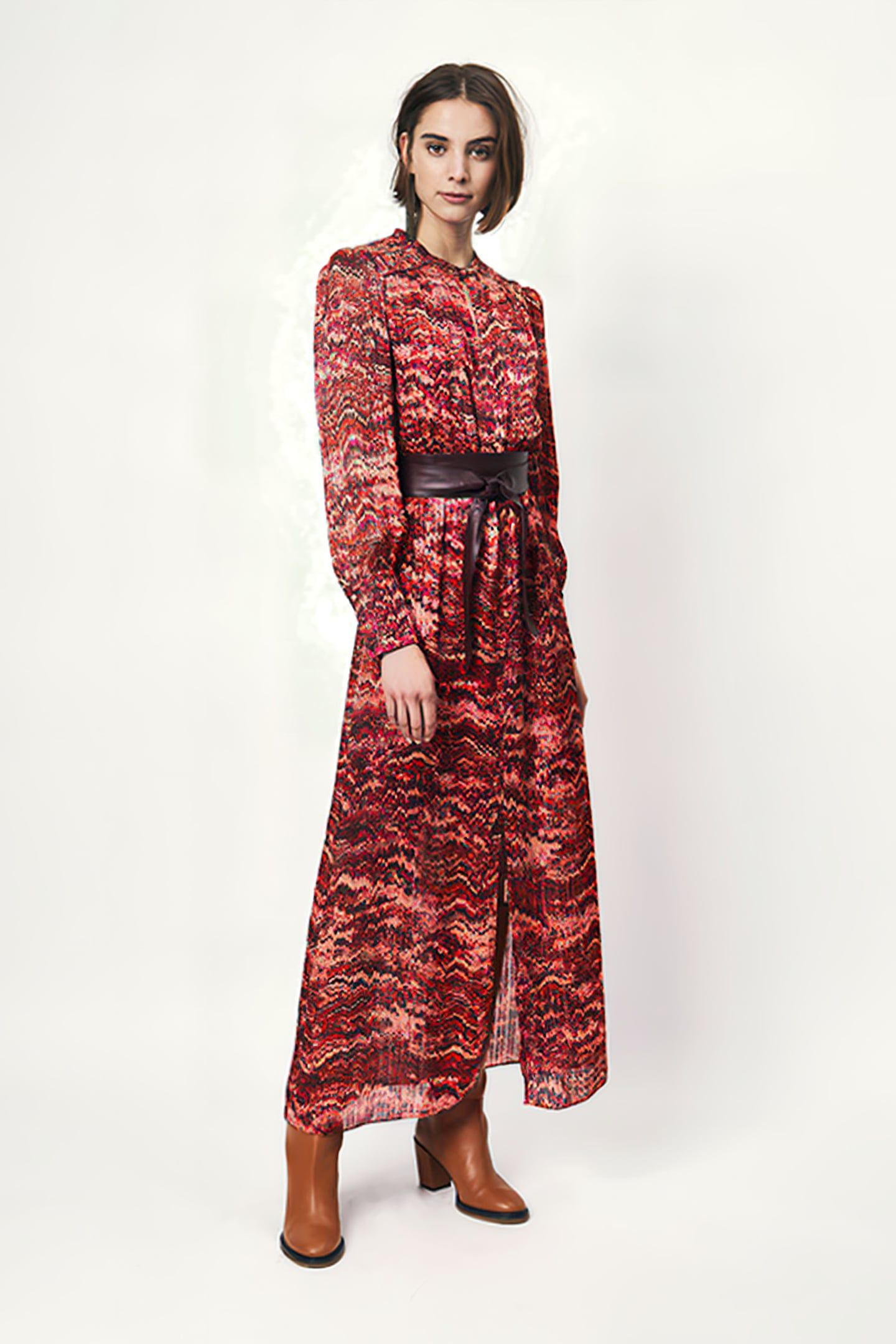 SHADOW PRINTED MIDI DRESS MULTICOLOUR 1
