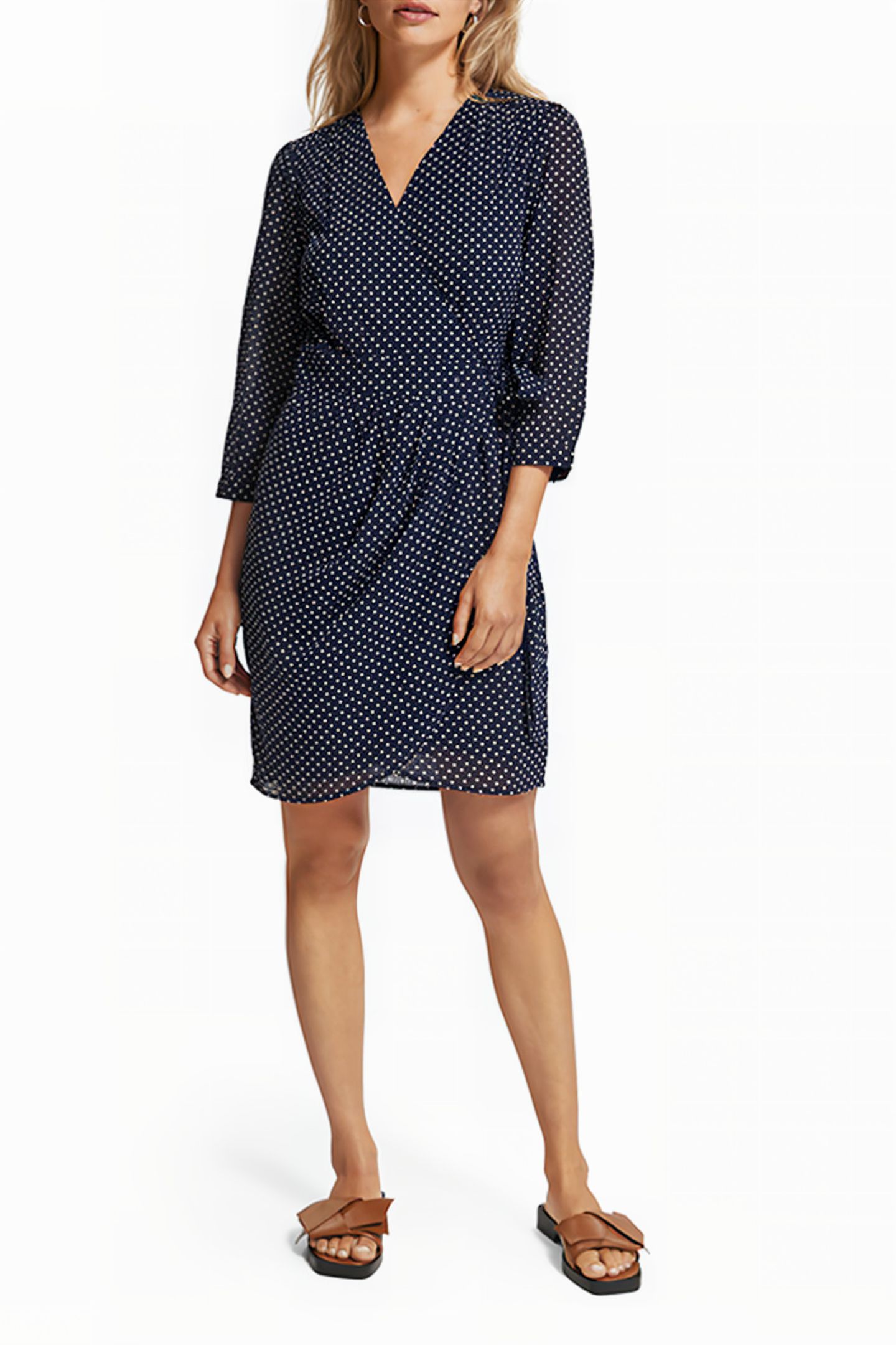 MINI WRAP DRESS POLKA NAVY BLUE 2