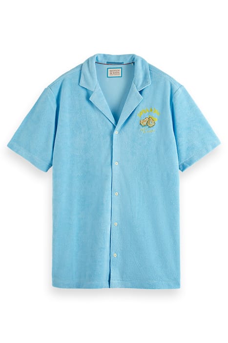 SOLID TOWELLING SHIRT WASHED NEON BLUE 4