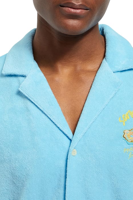 SOLID TOWELLING SHIRT WASHED NEON BLUE 6