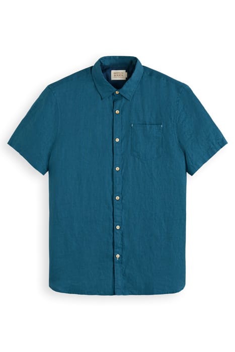 SHORT SLEEVE LINEN SHIRT HARBOUR TEAL 1