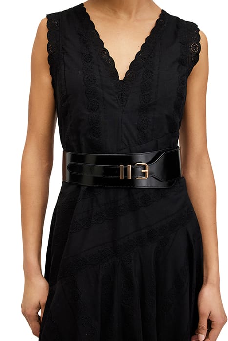 MARCELLA WIDE BELT BLACK/WARM BRASS 2