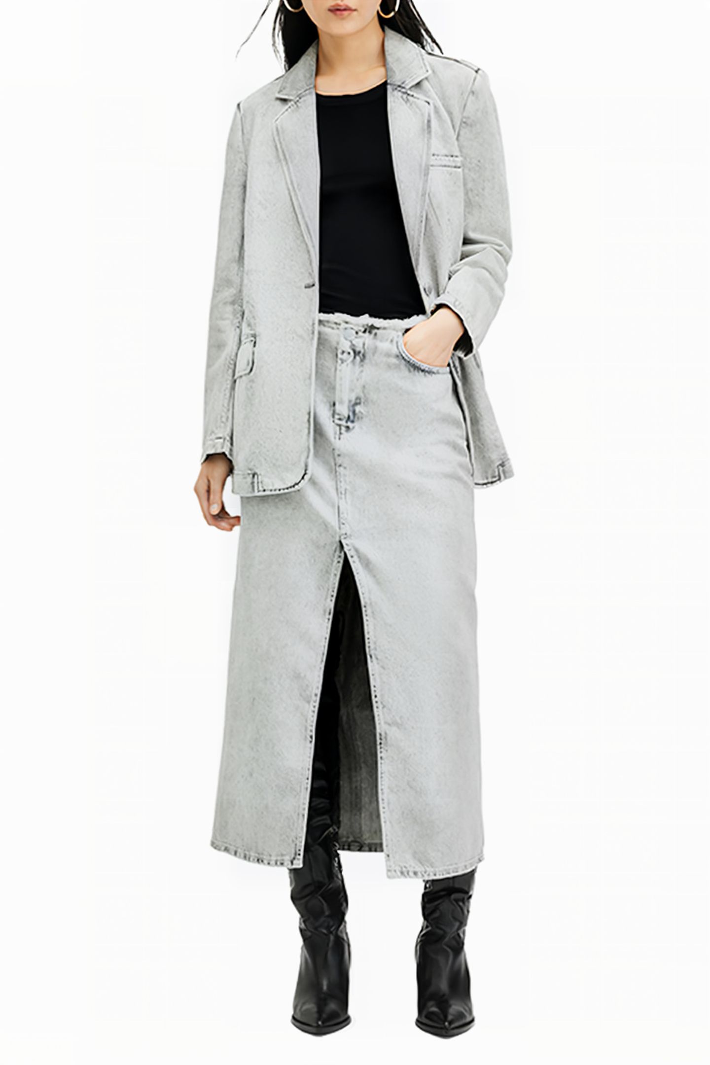 HONOR MAXI SKIRT SNOW GREY 2
