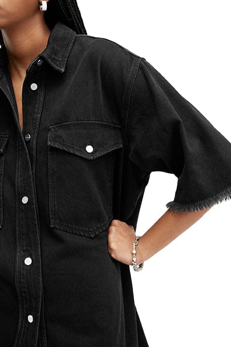 LILY SS DENIM DRESS WASHED BLACK 6