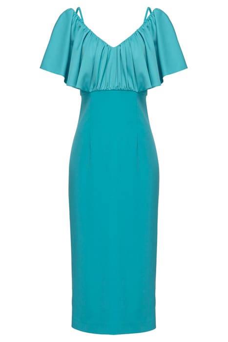LA CARLOTA ABITO ENVER SATIN CREPE + LUCIDO LIGHT BLUE-NAVY  3