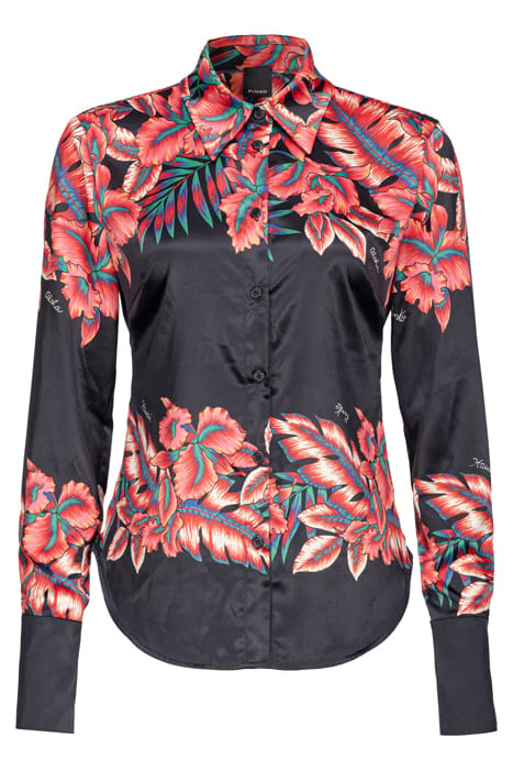 CRIMINALE CAMICIA RASO ST. RIGA TROPICALE BLACK/RED MULTI 1